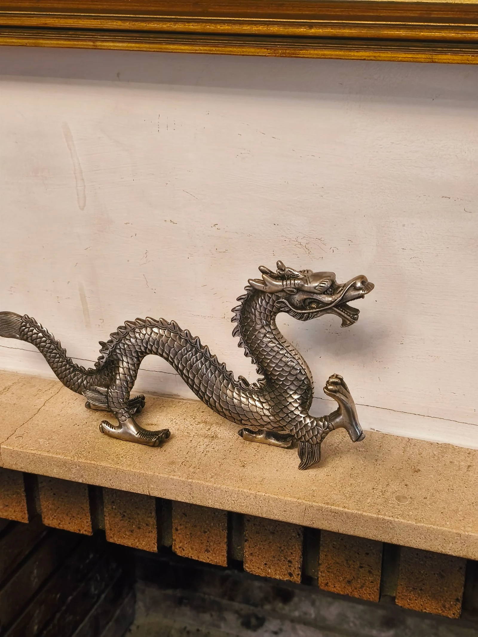 Figura escultura de bronze prateado Dragão loon – photo 6